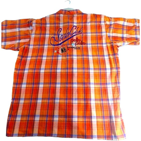 Pelle Pelle Mens Vtg Marc Buchanan Soda Club Plaid Orange Button Up Shir… - Picture 1 of 8